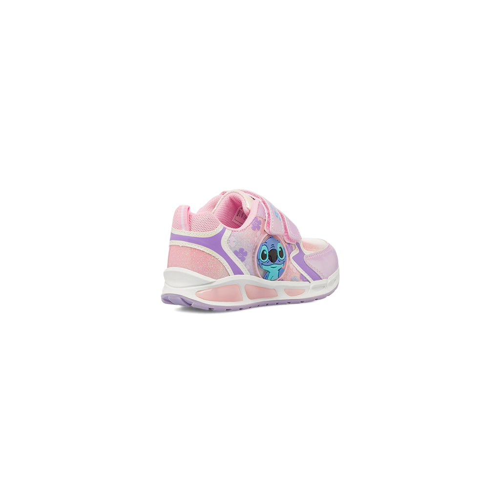 Sneakers rosa effetto iridescente con Luci da Bambina Stitch