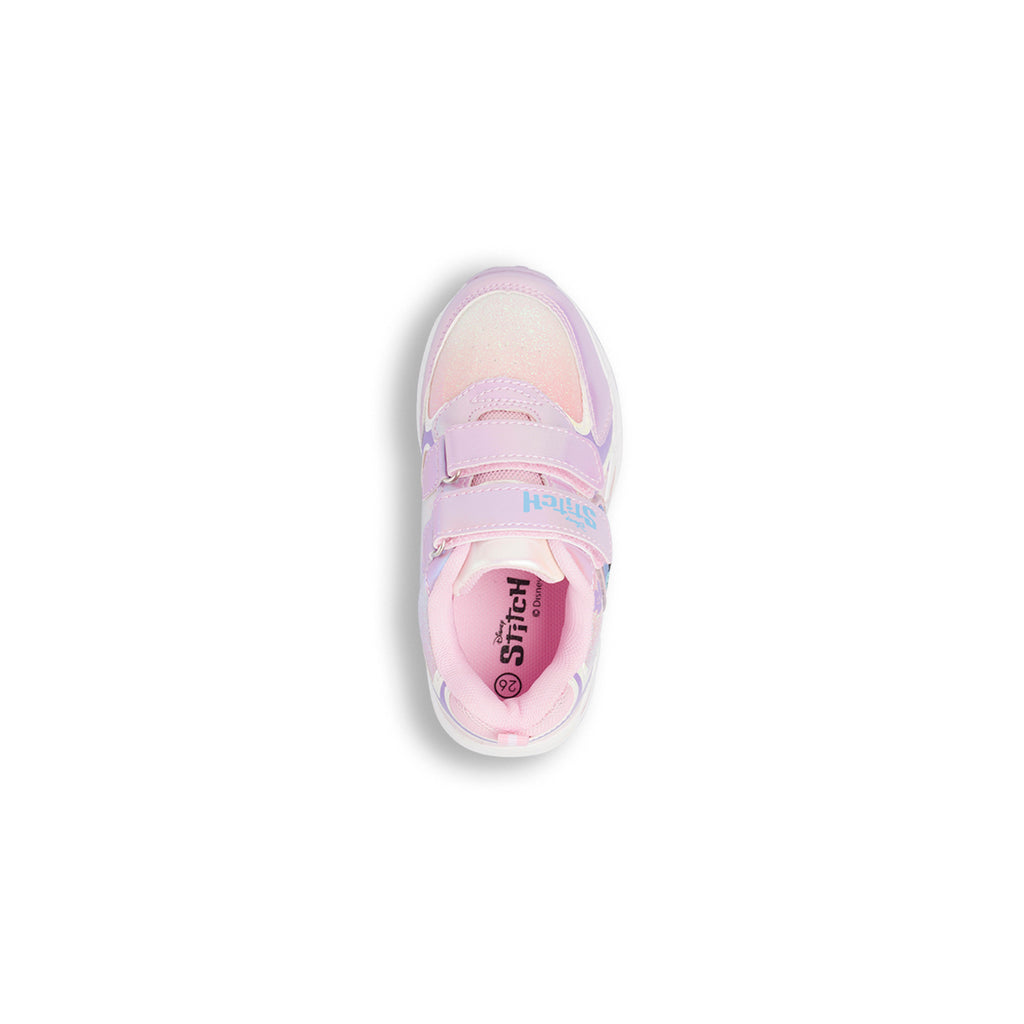 Sneakers rosa effetto iridescente con Luci da Bambina Stitch