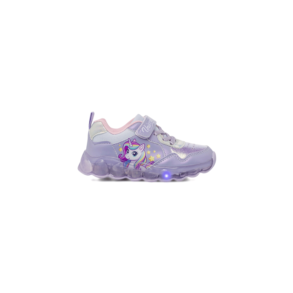 Sneakers con luci e strappo lilla da Bambina Unicorno