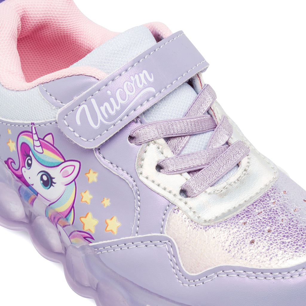 Sneakers con luci e strappo lilla da Bambina Unicorno