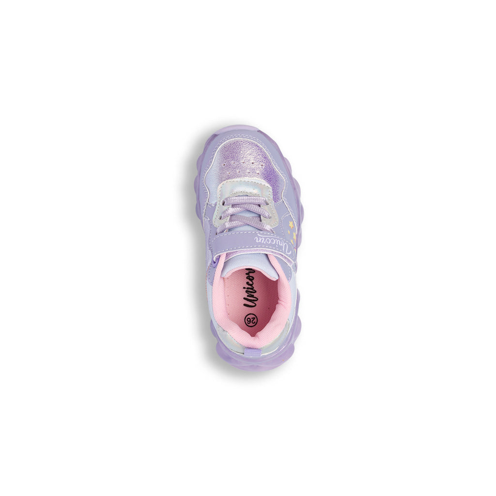 Sneakers con luci e strappo lilla da Bambina Unicorno