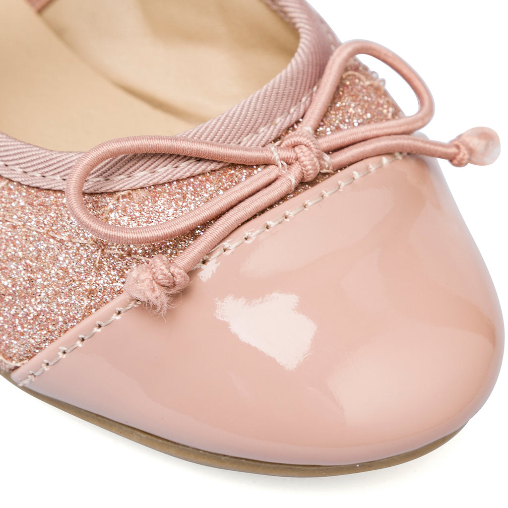 Ballerine glitter rosa da bambina con fiocco Le Scarpe di Alice