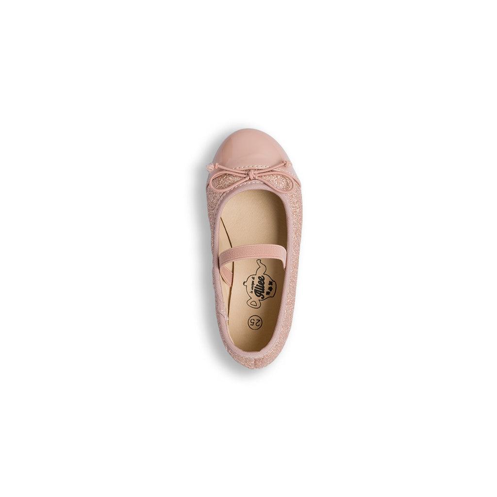 Ballerine glitter rosa da bambina con fiocco Le Scarpe di Alice
