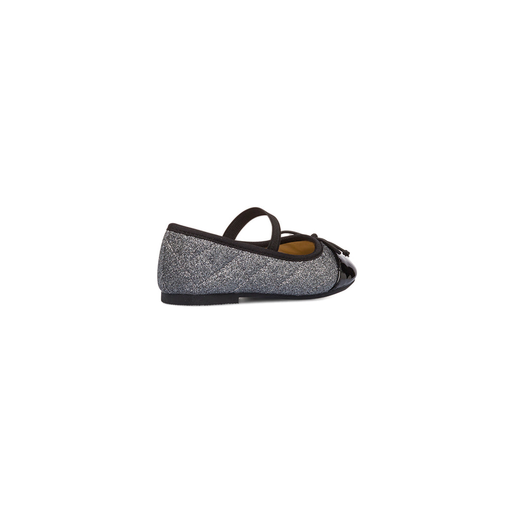 Ballerine glitter grigio da bambina con fiocco Le Scarpe di Alice