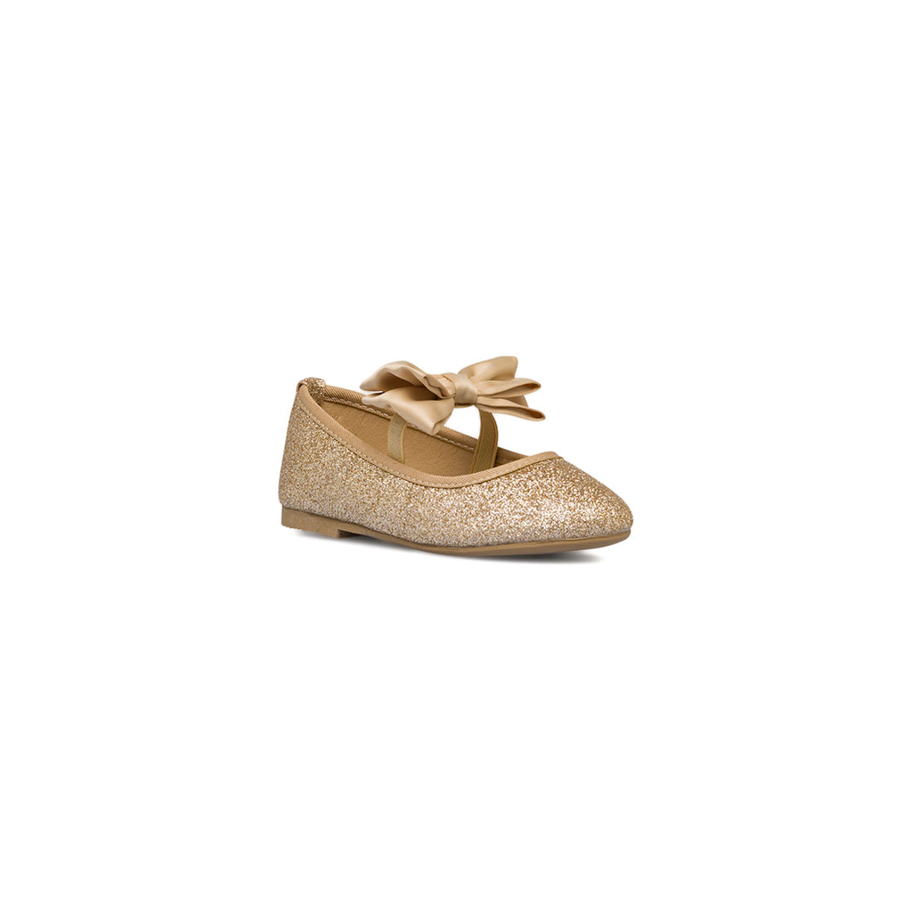 Ballerine glitter oro da bambina con fiocco Le Scarpe di Alice