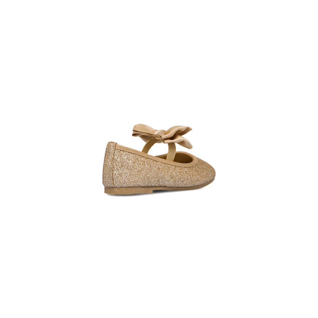 Ballerine glitter oro da bambina con fiocco Le Scarpe di Alice