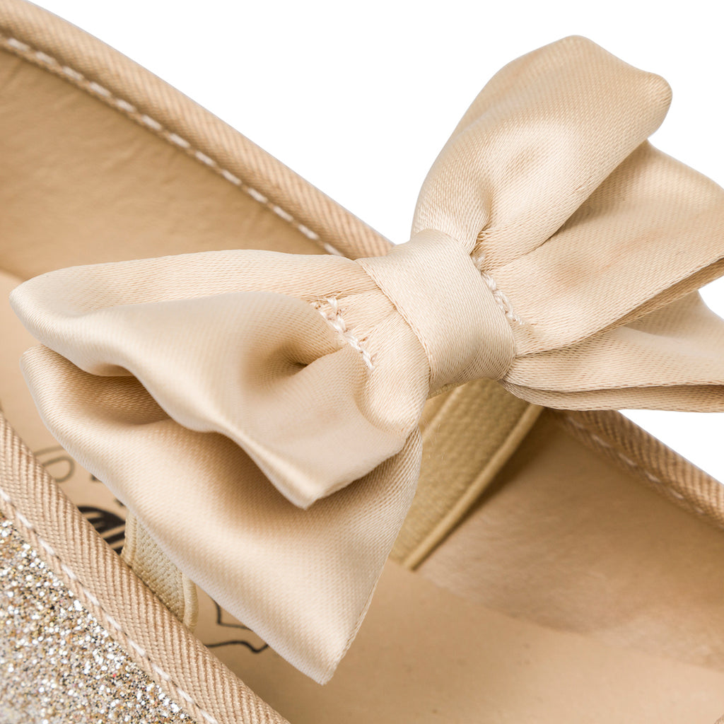 Ballerine glitter oro da bambina con fiocco Le Scarpe di Alice