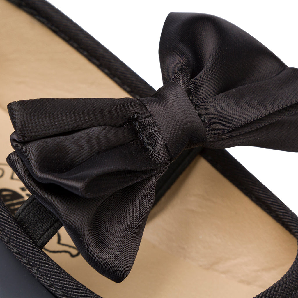 Ballerine in vernice nere da bambina con fiocco Le Scarpe di Alice