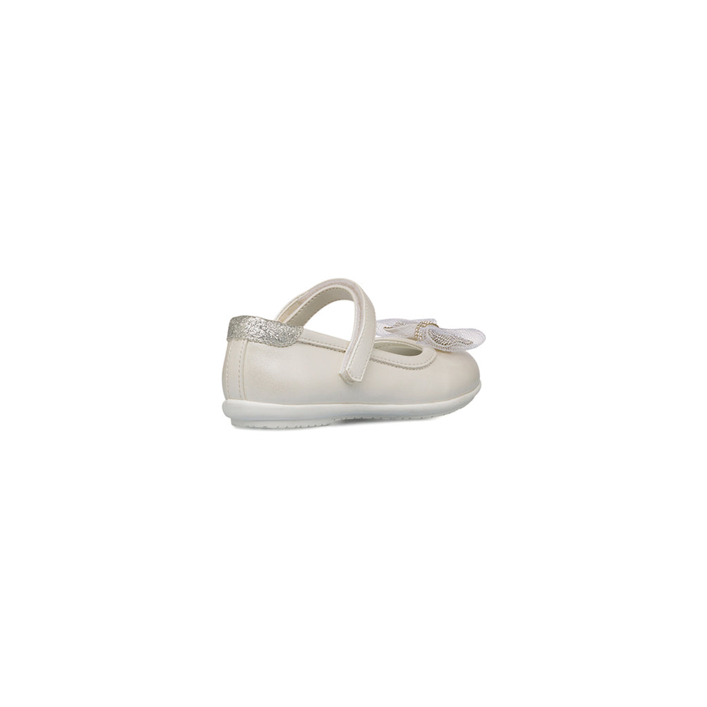 Ballerine bianche effetto iridescente da bambina con fiocco e strass Le scarpe di Alice