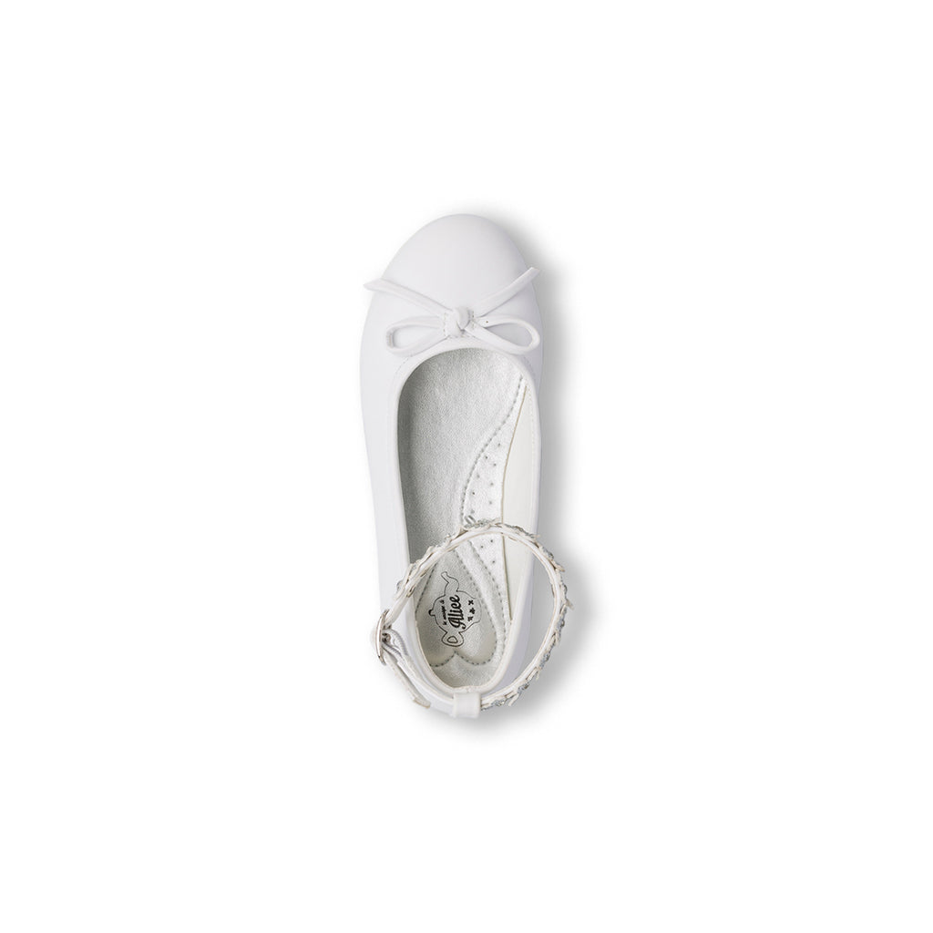 Ballerine bianche da bambina con cinturino e dettagli Dieci Baci