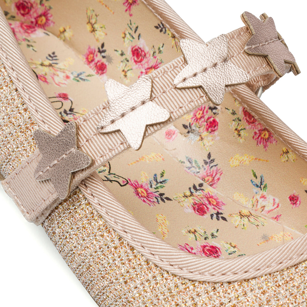 Ballerine oro da Bambina con stelle e glitter Le scarpe di Alice