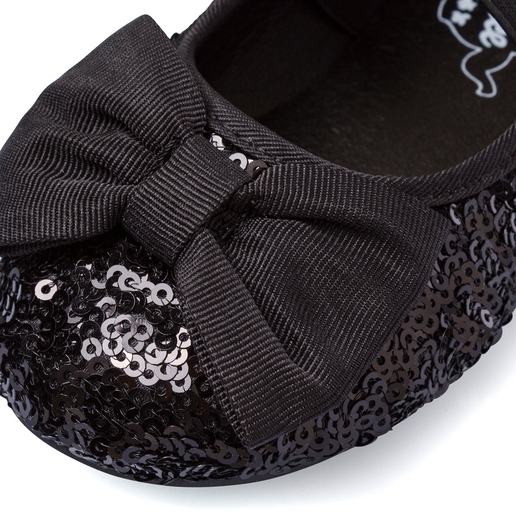 Ballerine nere con fiocco e paillettes da Bambina Dieci Baci