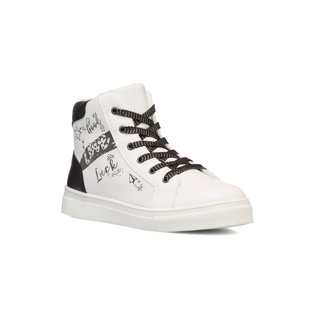 Sneakers alte bianche da bambina con zip 10 Baci