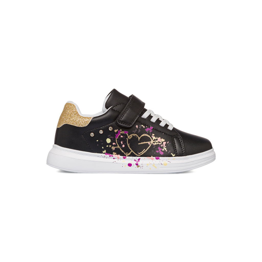 Sneakers da ragazza nere con stampe e glitter Le scarpe di Alice