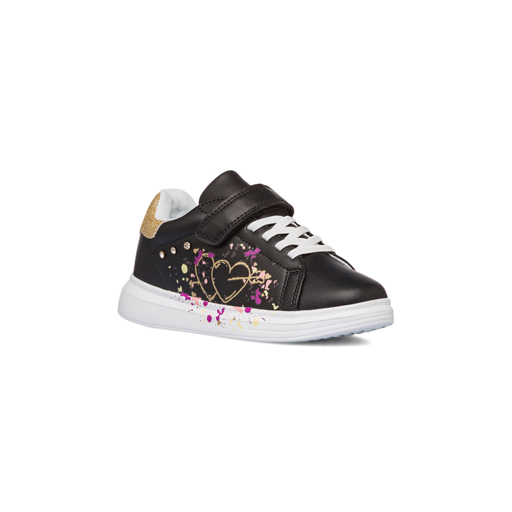 Sneakers da ragazza nere con stampe e glitter Le scarpe di Alice