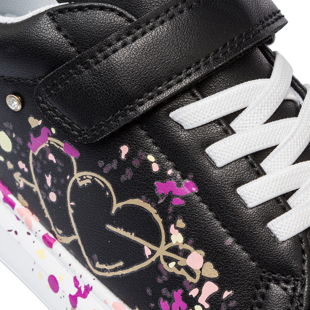 Sneakers da ragazza nere con stampe e glitter Le scarpe di Alice