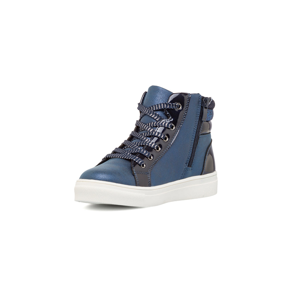 Sneakers alte da ragazza blu navy con paillettes e glitter Le Scarpe di Alice