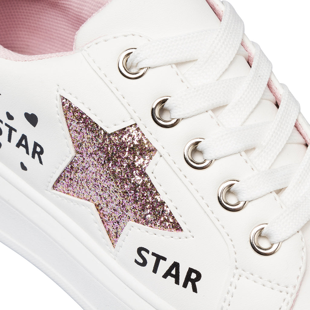 Sneakers da ragazza bianche con dettaglio glitter Dieci Baci