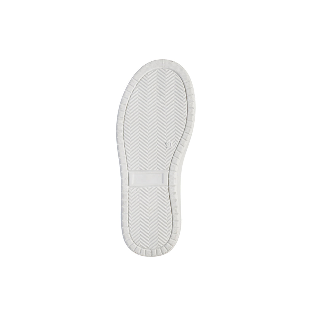 Sneakers alte da ragazza beige con dettagli glitter e fiori in metallo Dieci Baci