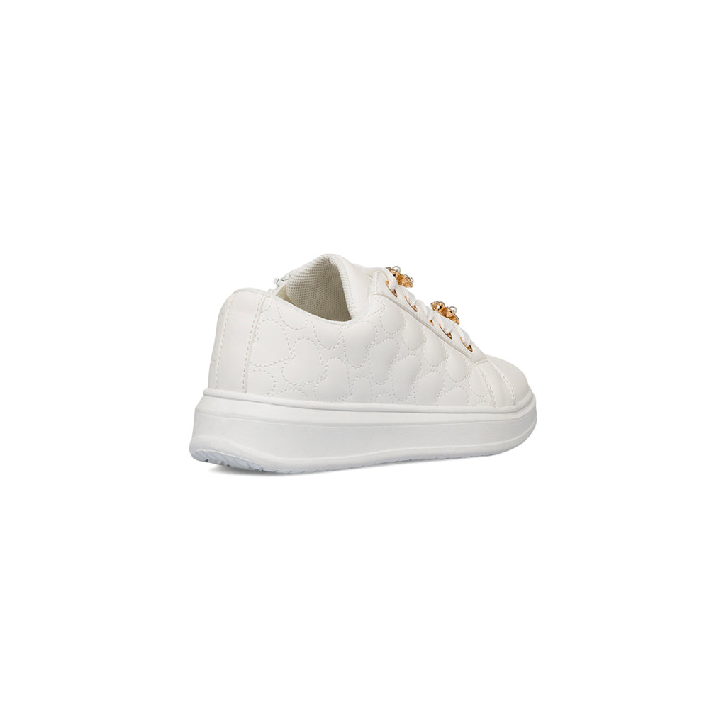 Sneakers bianche da ragazza con fiori in metallo Dieci Baci