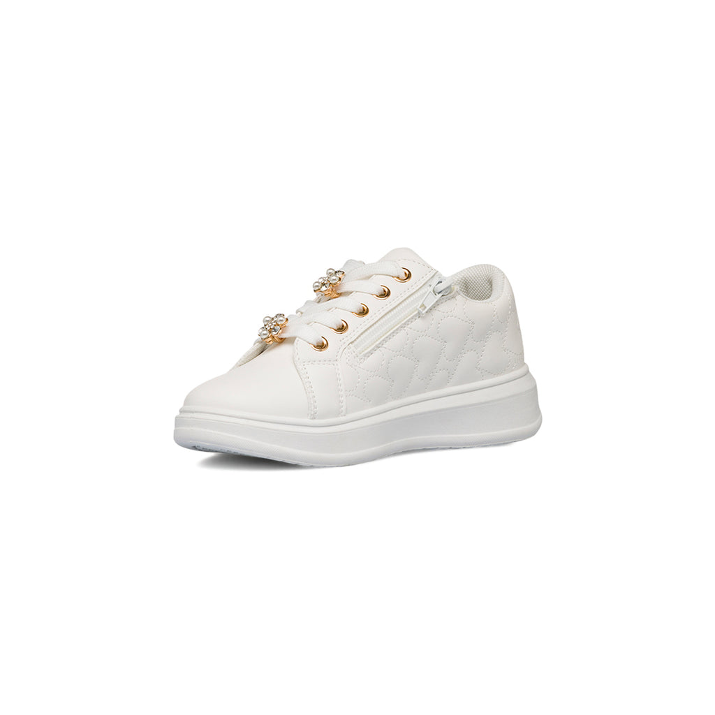 Sneakers bianche da ragazza con fiori in metallo Dieci Baci