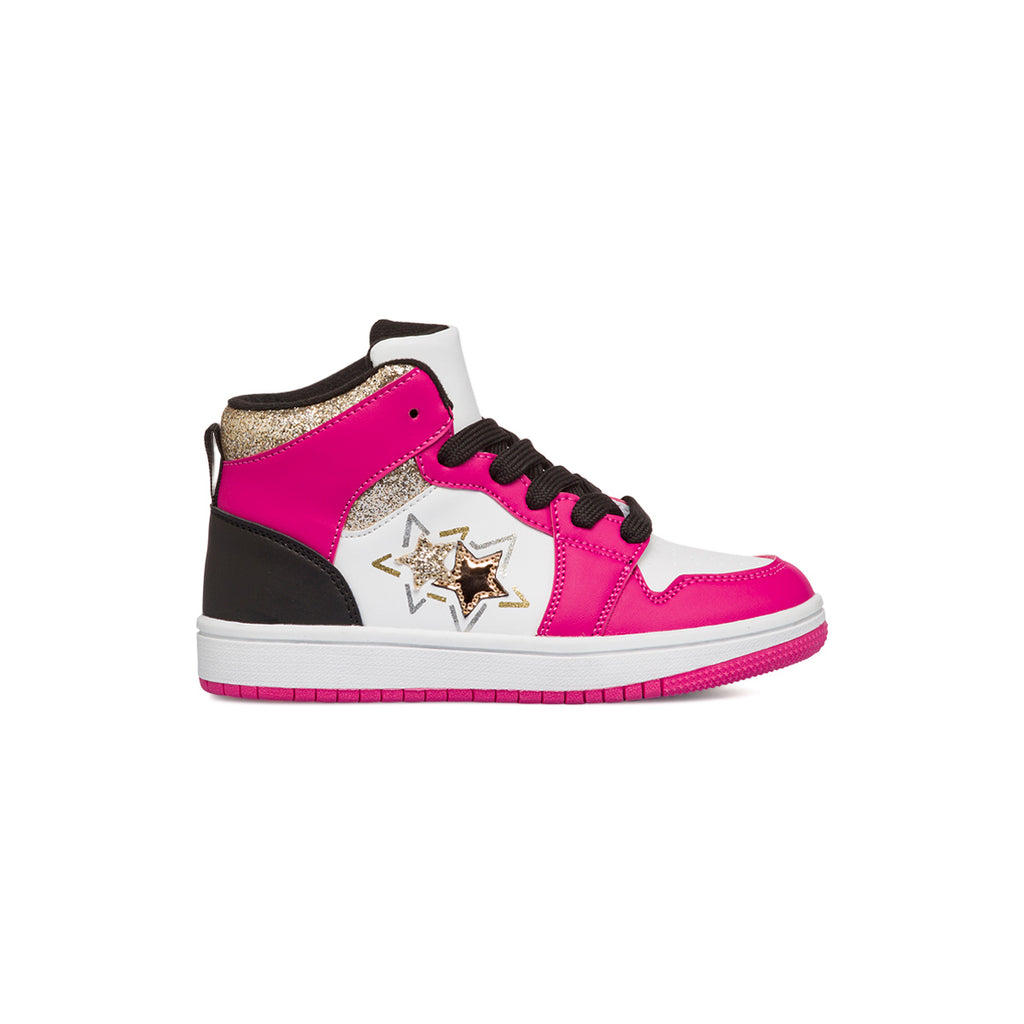 Sneakers alte bianche da ragazza con dettagli fuxia Le Scarpe di Alice