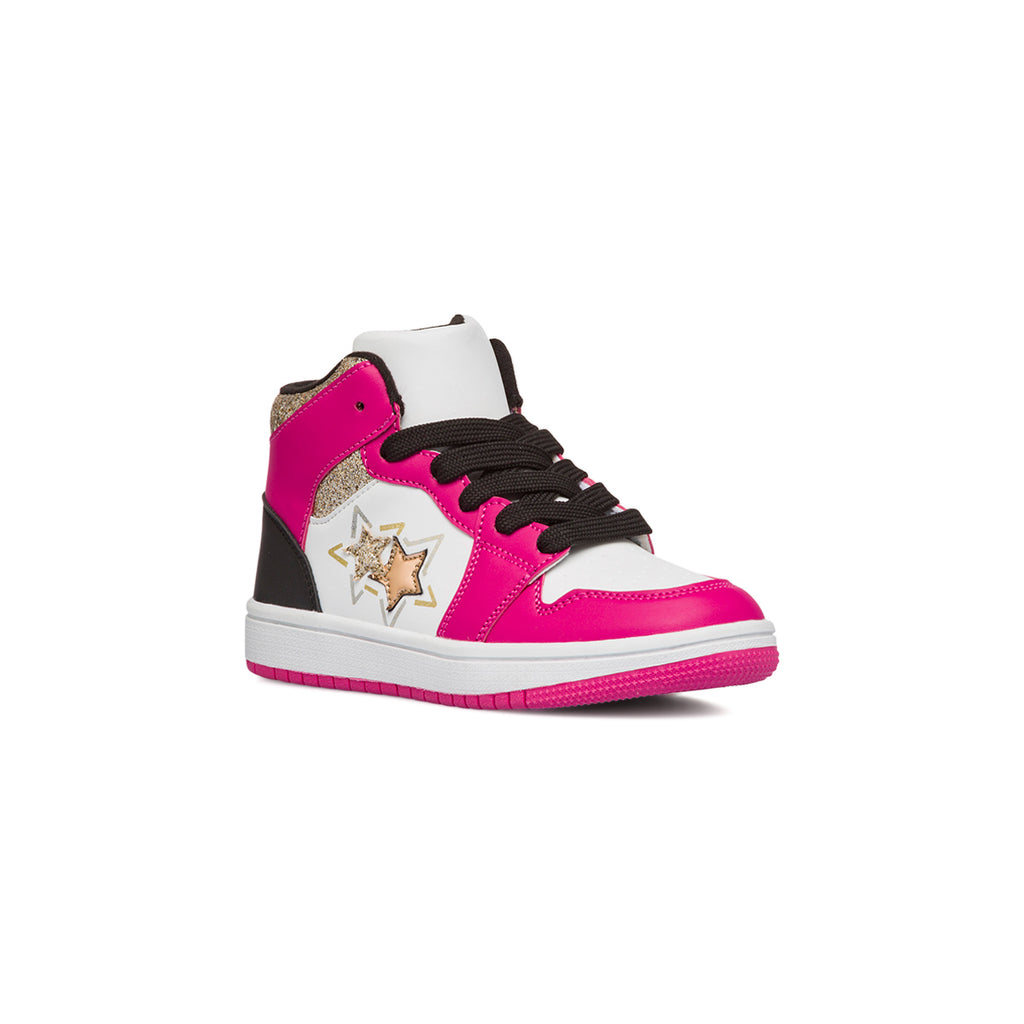 Sneakers alte bianche da ragazza con dettagli fuxia Le Scarpe di Alice