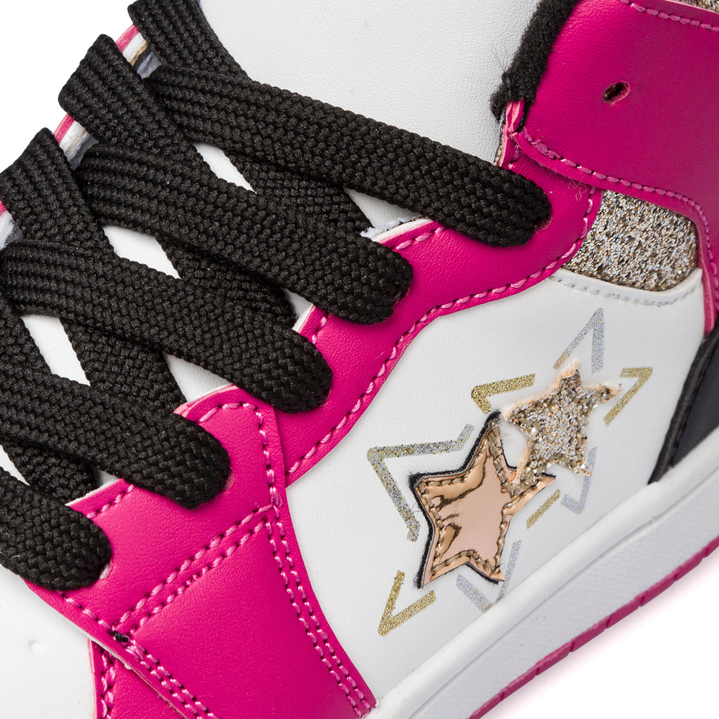 Sneakers alte bianche da ragazza con dettagli fuxia Le Scarpe di Alice