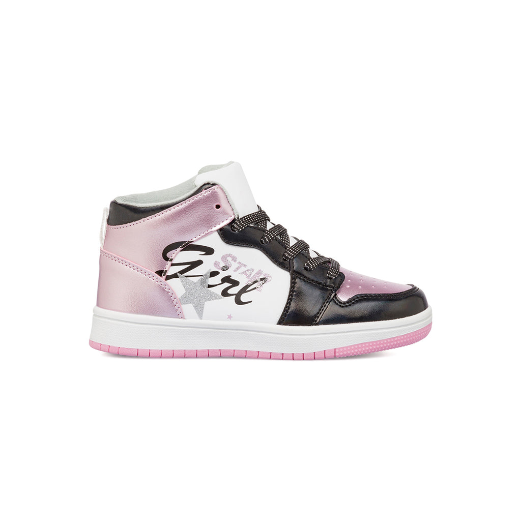 Sneakers alte da ragazza nere e rosa metallizzato e con glitter Le scarpe di Alice