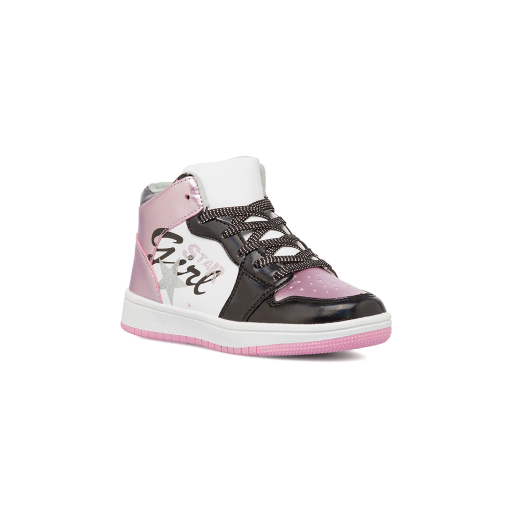 Sneakers alte da ragazza nere e rosa metallizzato e con glitter Le scarpe di Alice