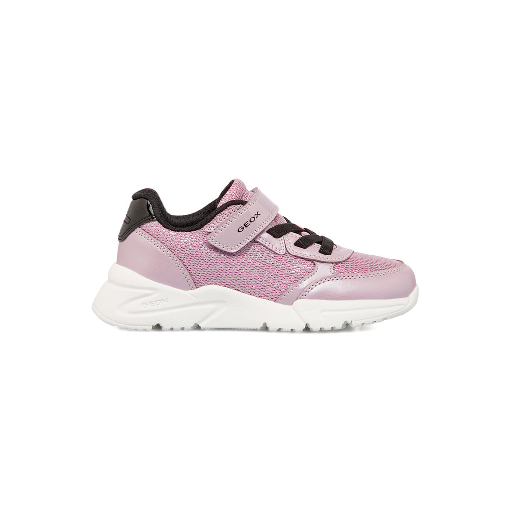 Sneakers traspiranti da ragazza lilla con glitter Geox