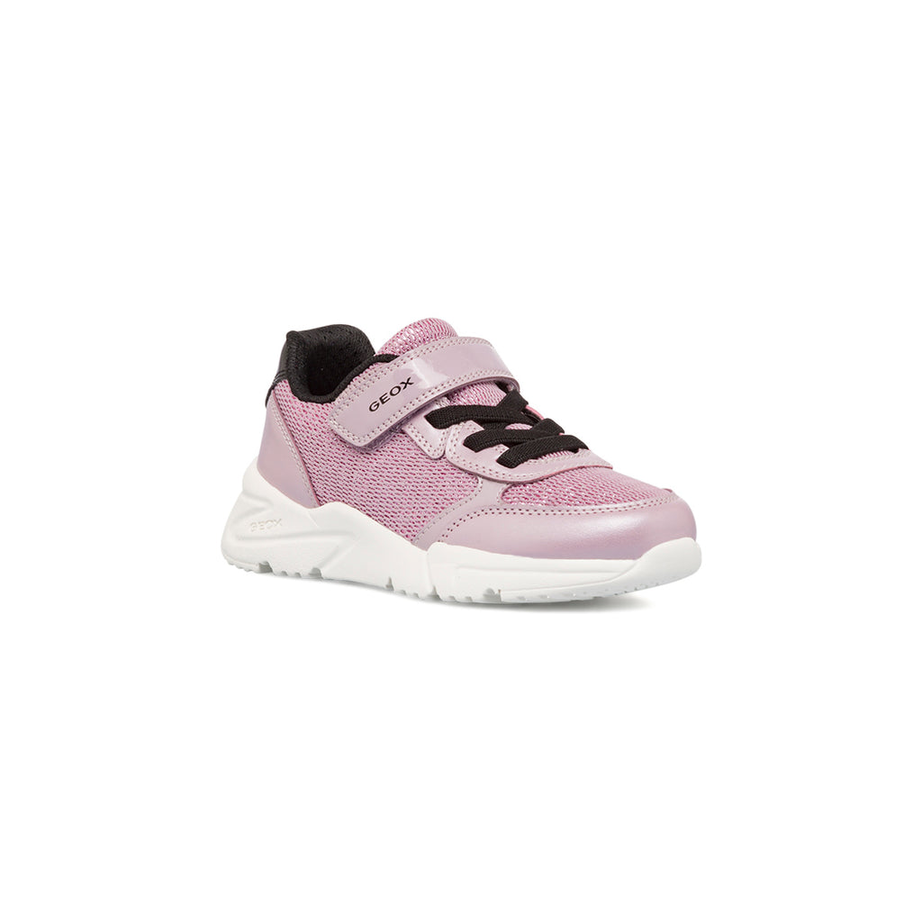 Sneakers traspiranti da ragazza lilla con glitter Geox