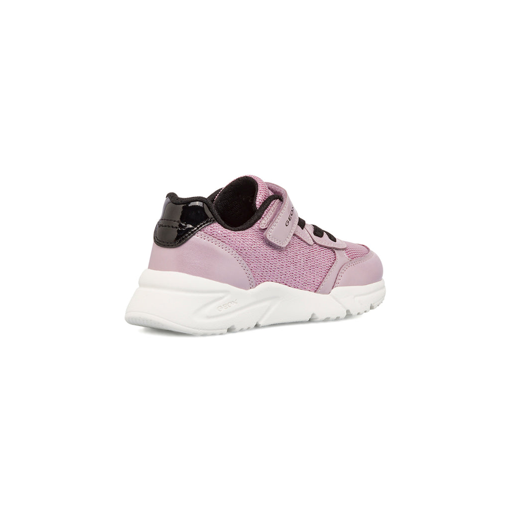 Sneakers traspiranti da ragazza lilla con glitter Geox