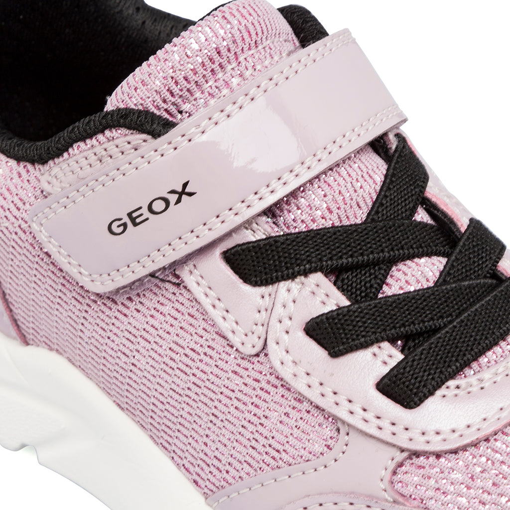 Sneakers traspiranti da ragazza lilla con glitter Geox