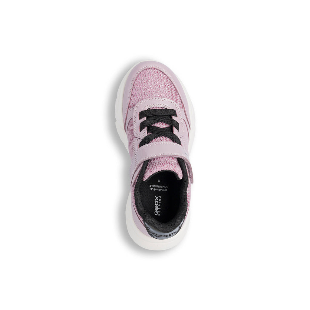 Sneakers traspiranti da ragazza lilla con glitter Geox