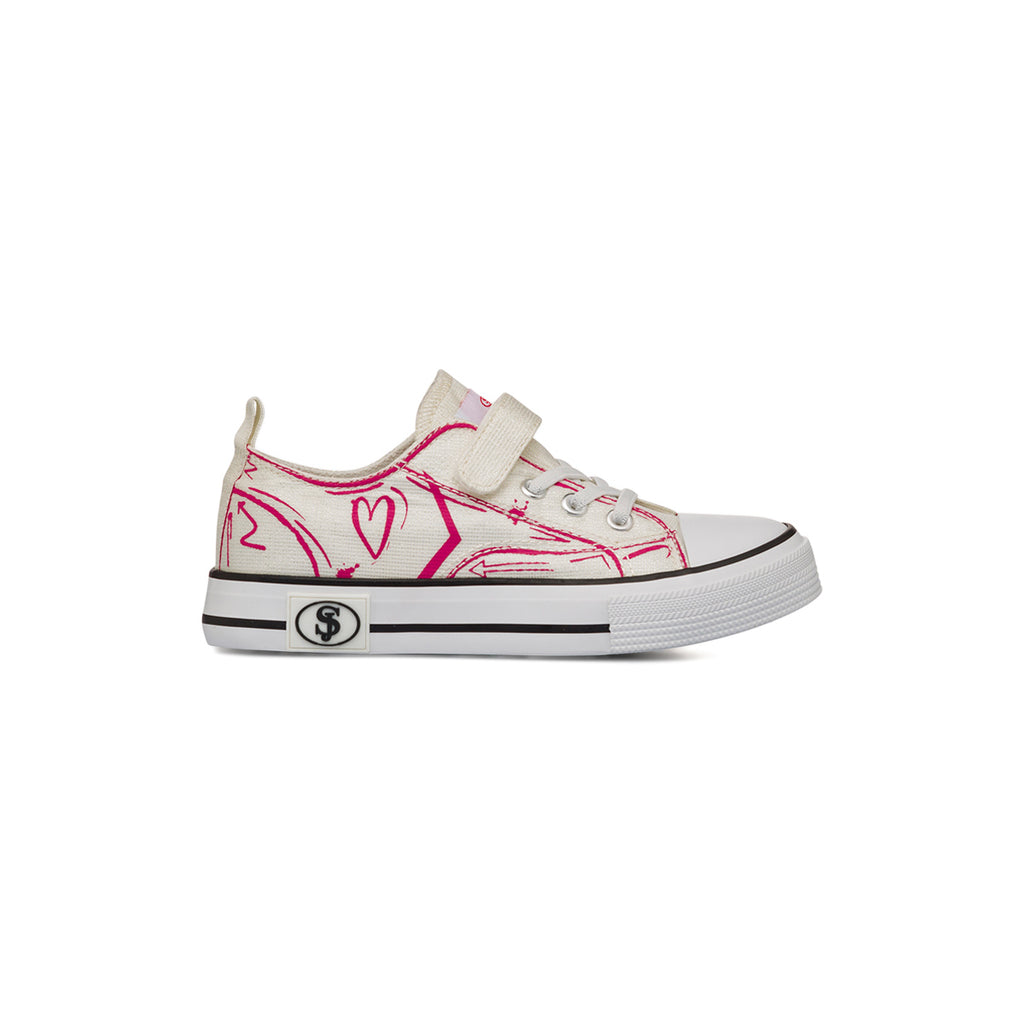 Sneakers da Bambina e Ragazza Bianche con dettagli fucsia a cuore Swish Jeans