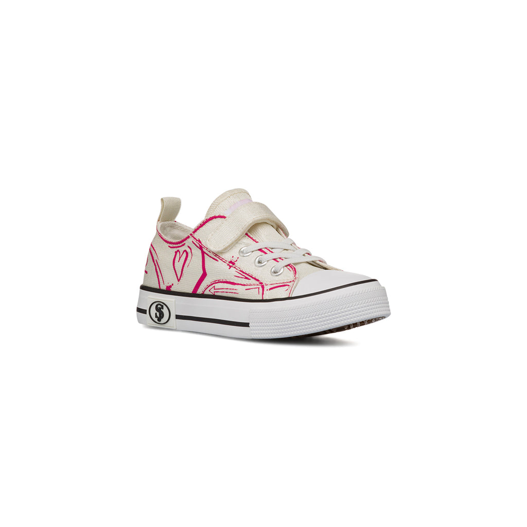 Sneakers da Bambina e Ragazza Bianche con dettagli fucsia a cuore Swish Jeans