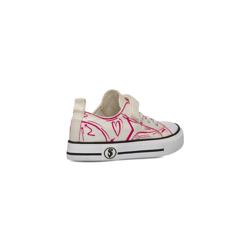 Sneakers da Bambina e Ragazza Bianche con dettagli fucsia a cuore Swish Jeans