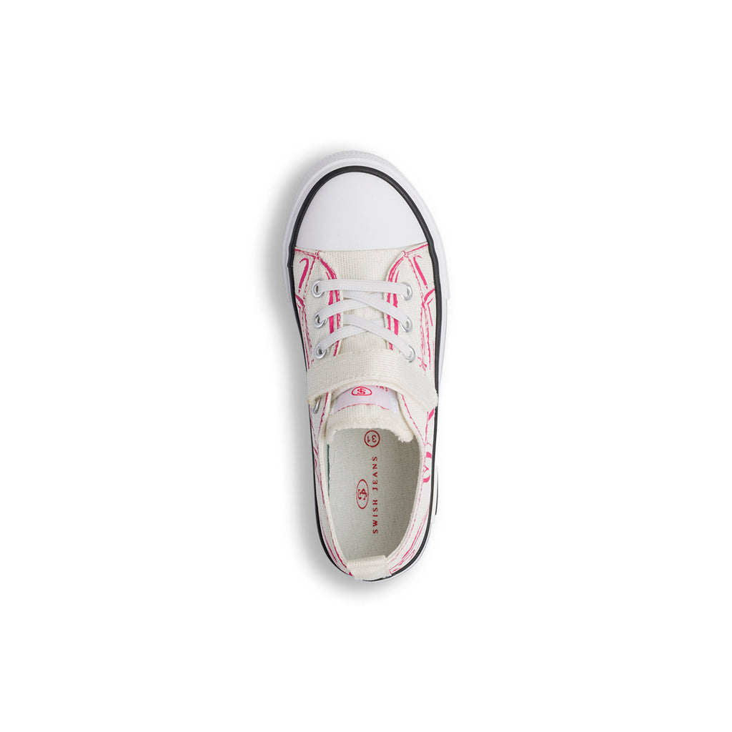 Sneakers da Bambina e Ragazza Bianche con dettagli fucsia a cuore Swish Jeans