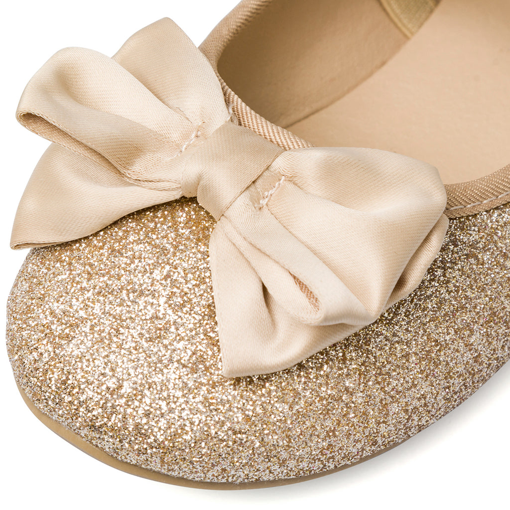 Ballerine in glitter oro da ragazza 10 Baci