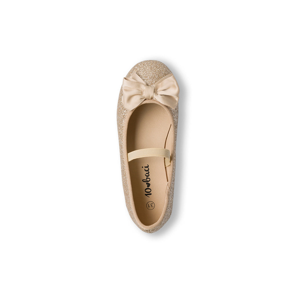 Ballerine in glitter oro da ragazza 10 Baci