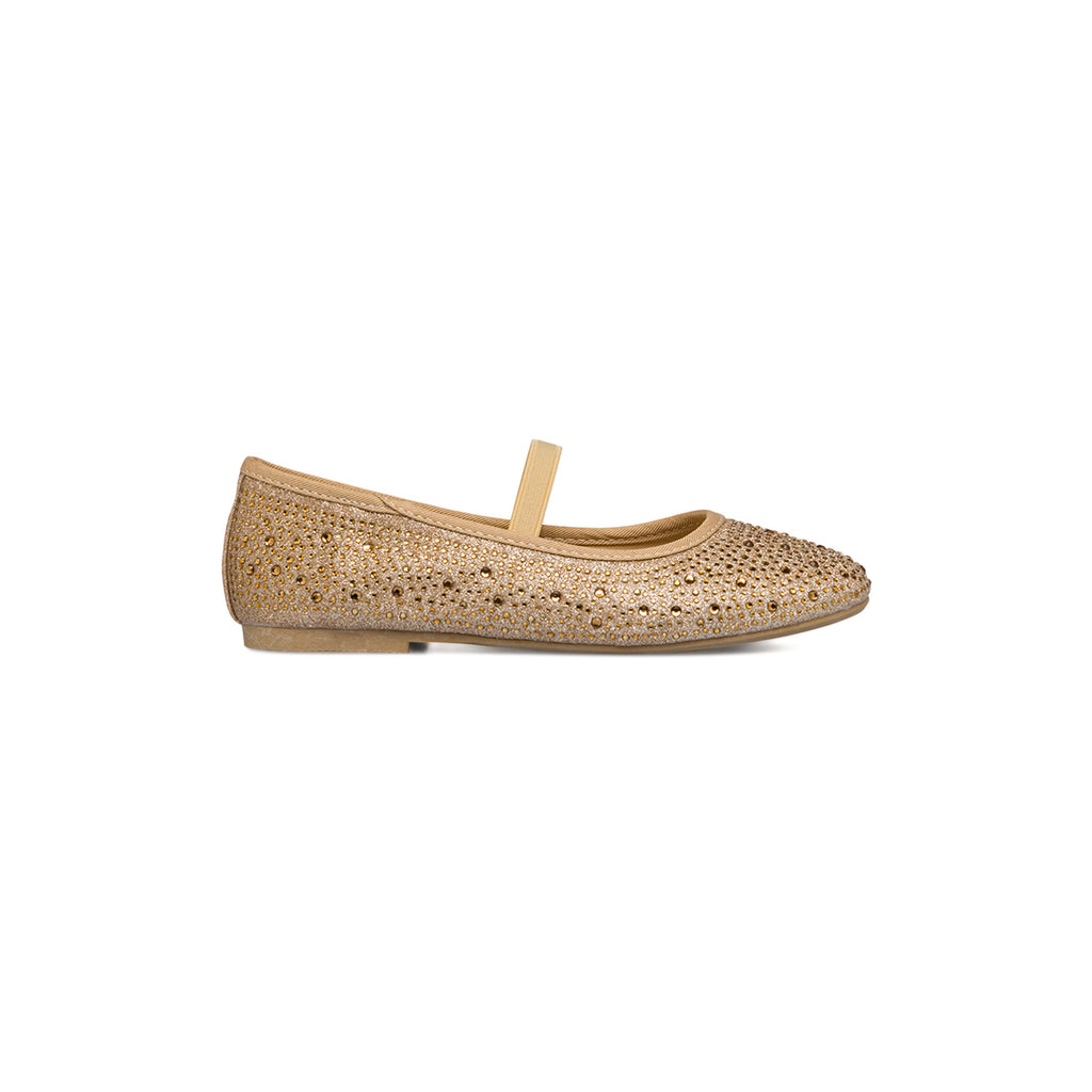 Ballerine glitter oro da ragazza con strass 10 Baci