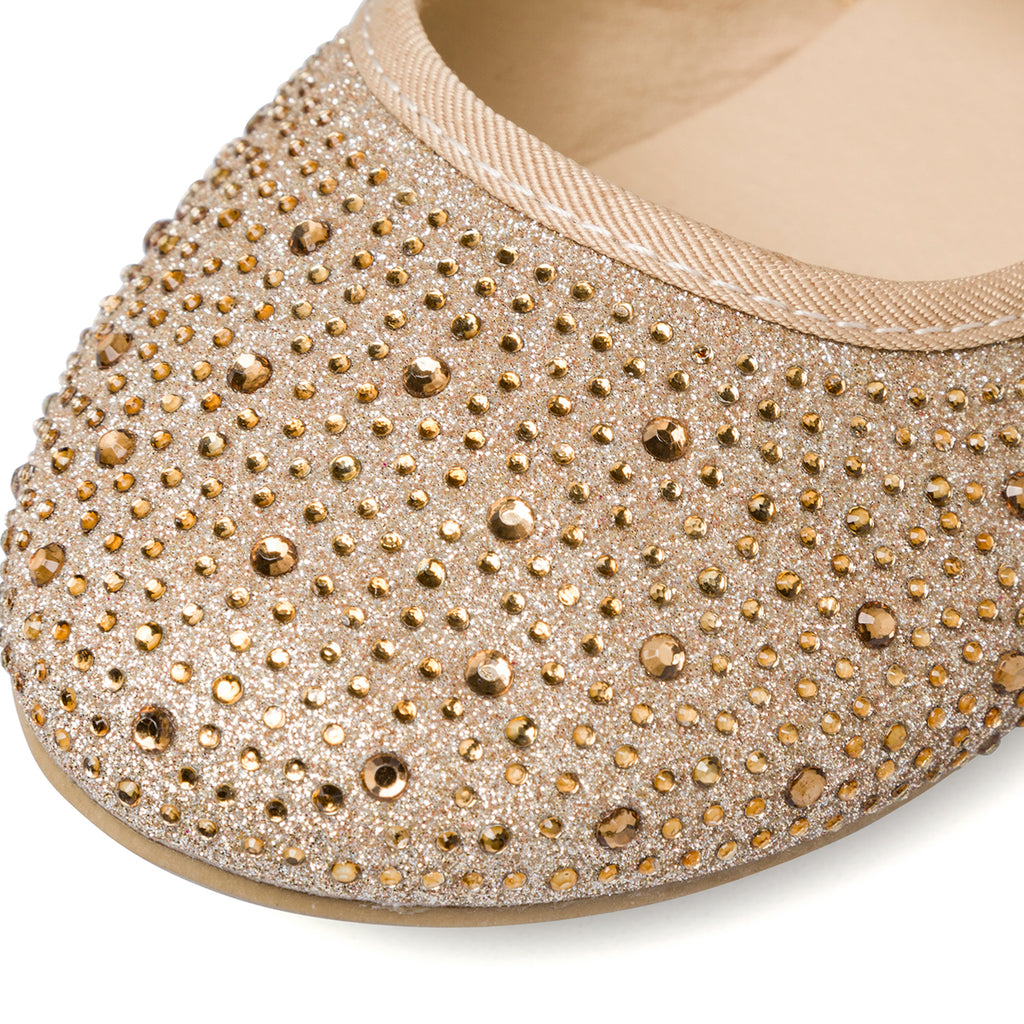Ballerine glitter oro da ragazza con strass 10 Baci