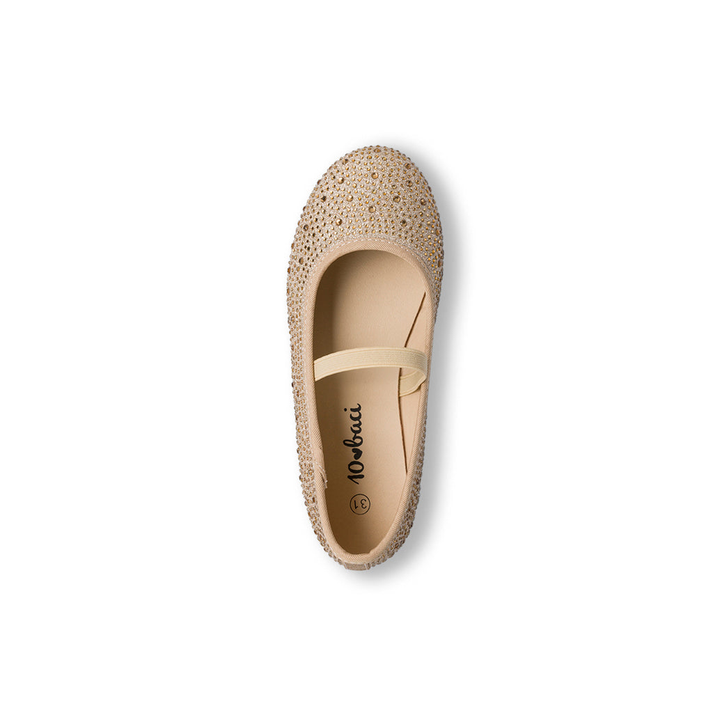 Ballerine glitter oro da ragazza con strass 10 Baci
