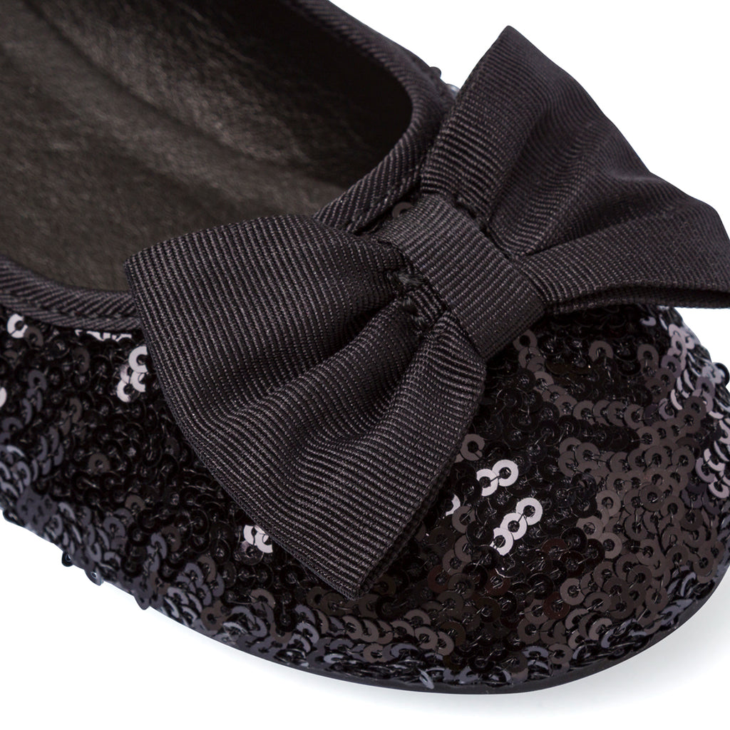 Ballerine nere da Bambina con fiocco e paillettes Dieci Baci