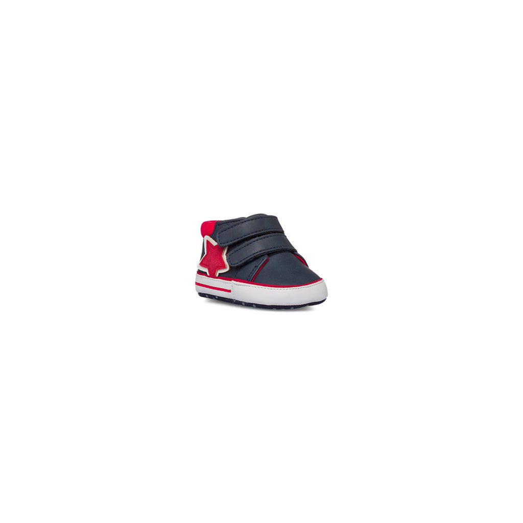 Sneakers alte blu primi passi con dettagli rosso Chicco
