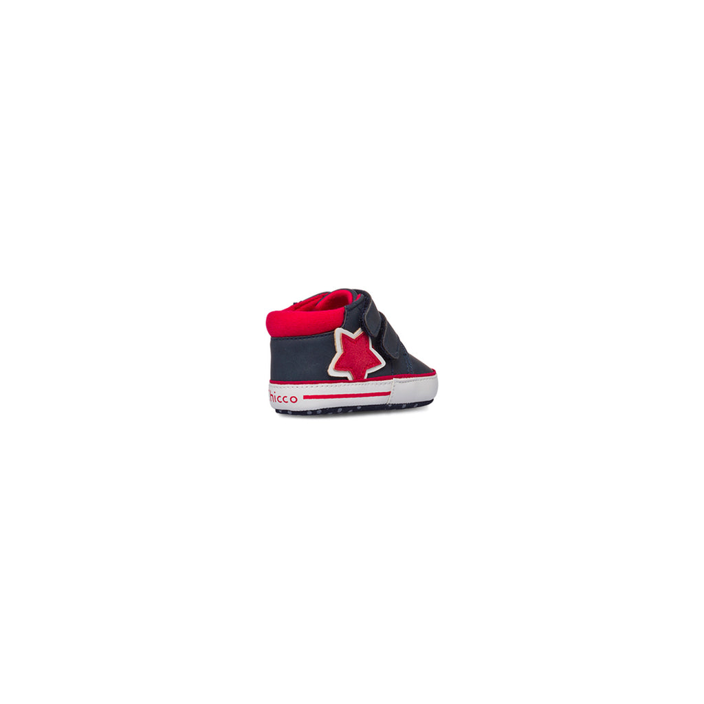 Sneakers alte blu primi passi con dettagli rosso Chicco