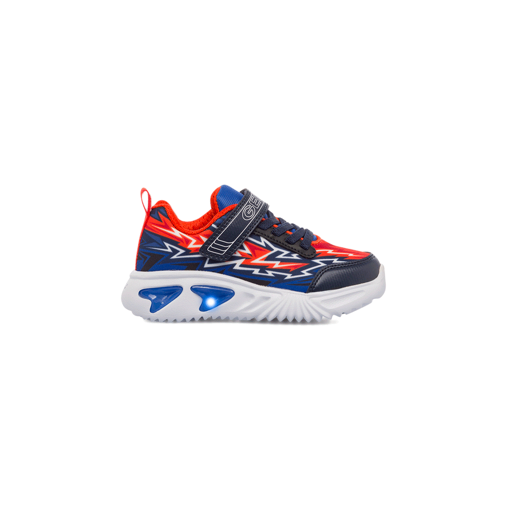 Sneakers traspiranti primi passi blu da bambino con luci nella suola Geox Assister