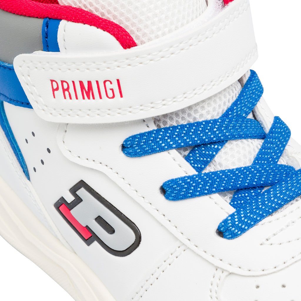 Sneakers da bambino bianche con dettagli rossi e blu Primigi