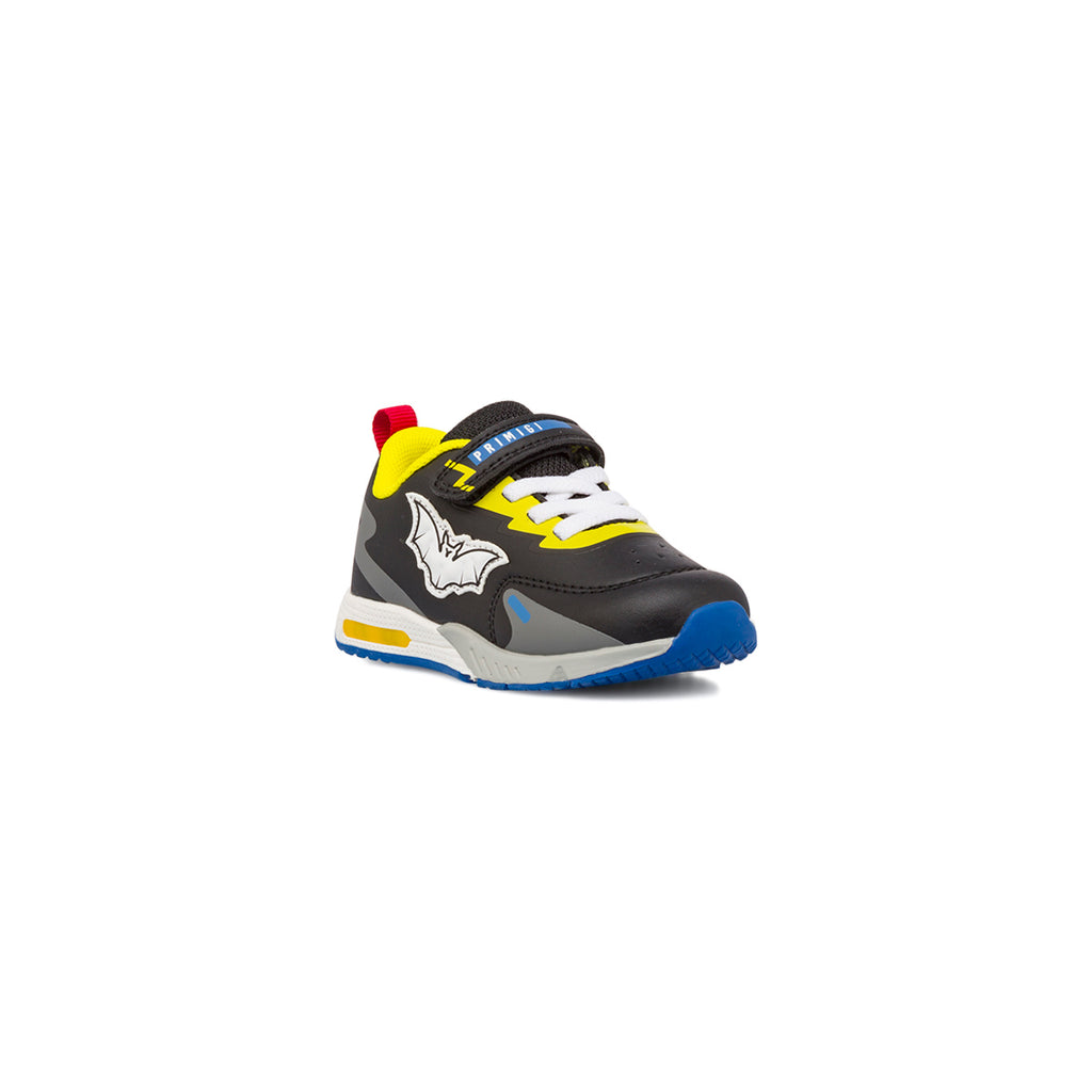 Sneakers primi passi bambino nere e giallo fluo con luci Primigi